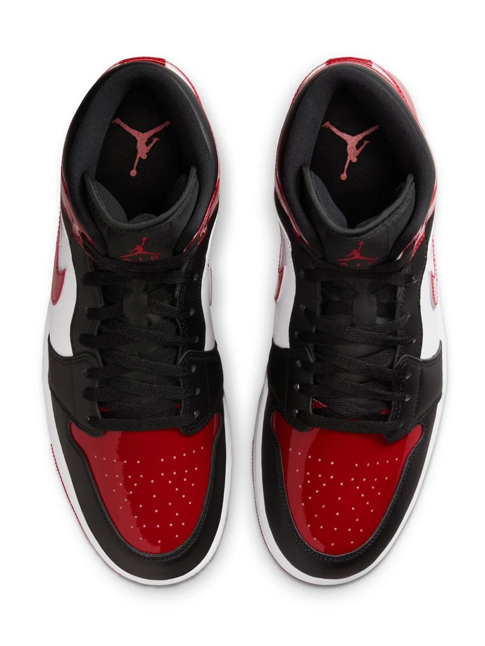 Nike Air Jordan 1 Mid SE Shoes Patent Bred Black Red White Men 8.5 Women 7. - Picture 12 of 16